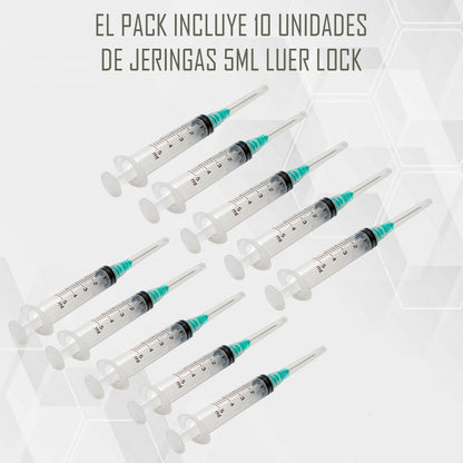 Jeringa Desechable 5ml Luer Lock 21g Pack De 10 Unid