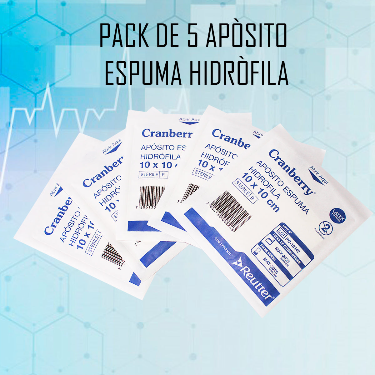 Apósito Espuma Hidrófila De 10x10 Cm - Pack De 5 Unidades